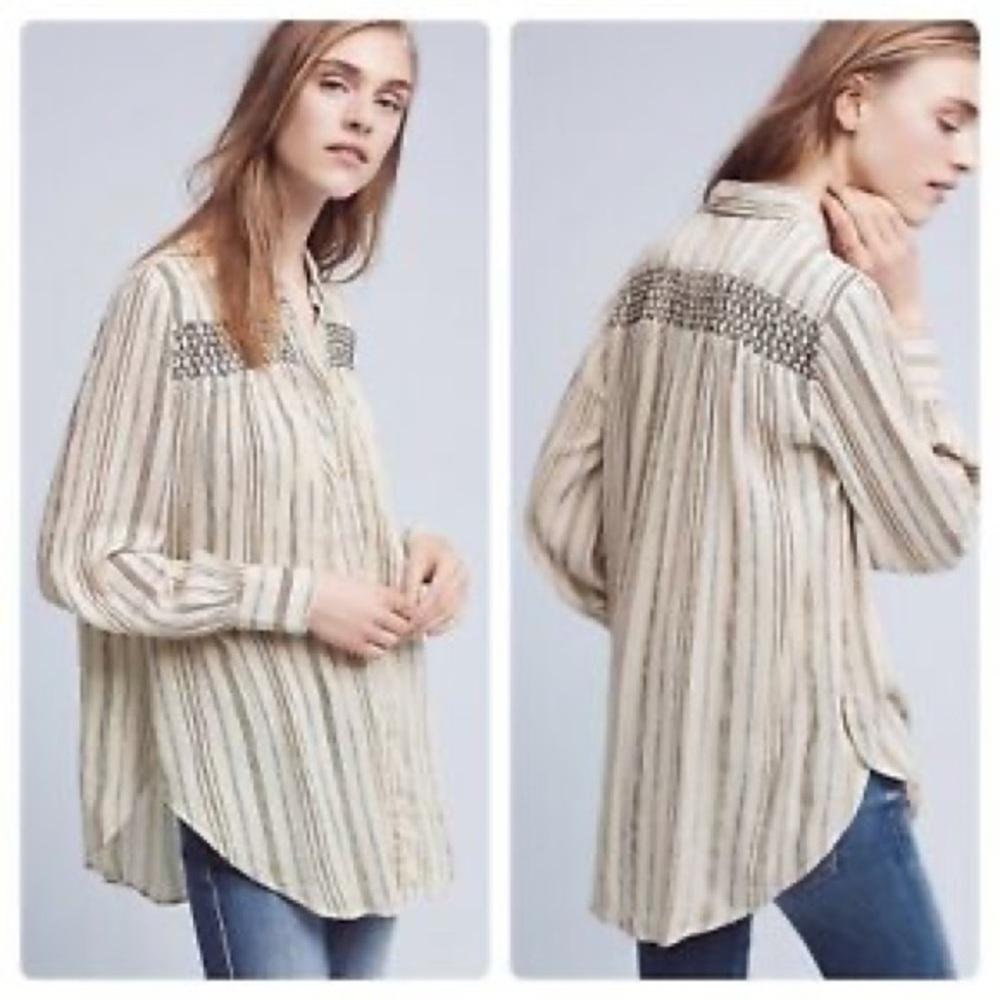 Anthropologie Floreat Northfolk Stripe Buttondown